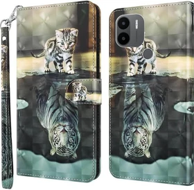 Cover-Discount Leder Etui Glitzer Effekt Katze für Xiaomi Redmi A2