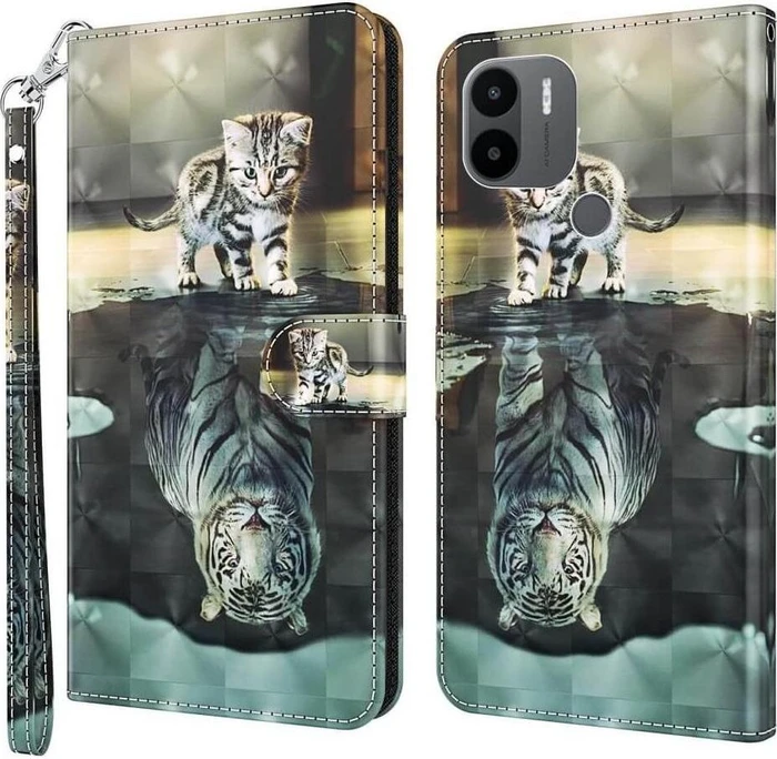 Cover-Discount Leder Etui Glitzer Effekt Katze für Xiaomi Redmi A2