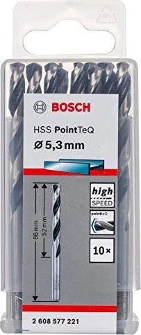 Bosch Professional HSS PointTeQ Spiralbohrer, 5.3x52x86mm, 10 Stück