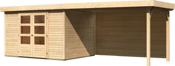 Karibu Askola 5 Gartenhaus inkl. Anbau 2.8m + Rückwand natur