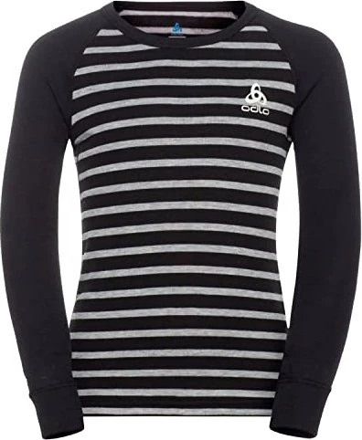Odlo Active Warm Eco Stripes Funktionsshirt langarm black/grey melange (Junior)