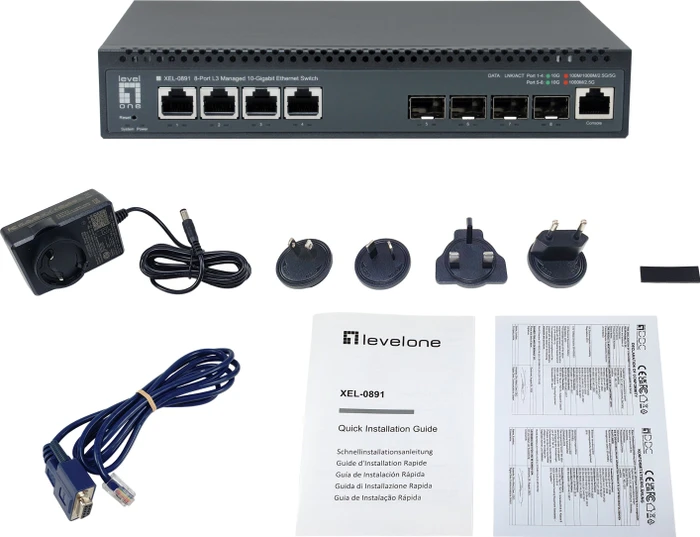 LevelOne XEL-0891 Desktop 10G Managed Switch, 4x RJ-45, 4x SFP+
