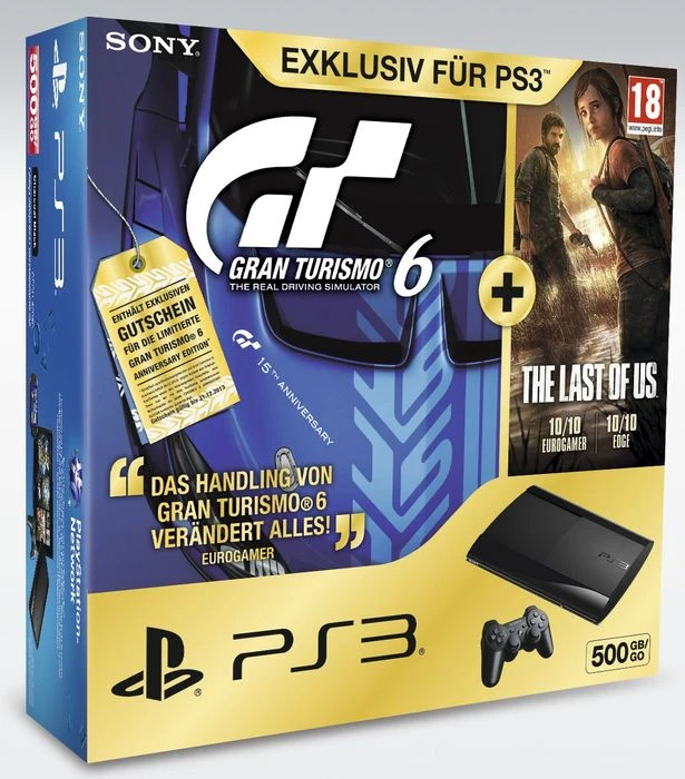 Sony PlayStation 3 Super Slim - 500GB Gran Turismo 6 & The Last of Us Bundle schwarz