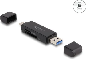 DeLOCK USB-A/USB-C Card Reader für SD und Micro SD Speicherkarten, USB-A/USB-C 3.0 [Stecker] (91004)