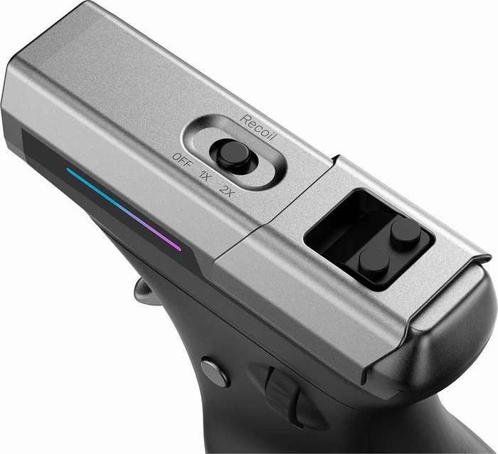 Ragnok ErgoStrike7 Wireless Gun Mouse mit Rückstoß-Funktion, vertikal, schwarz/silber, USB/Bluetooth