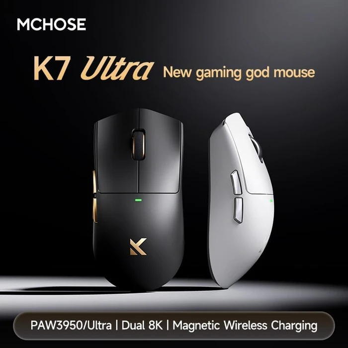 Mchose K7 Ultra mit Ladestation, schwarz/gold, USB/Bluetooth