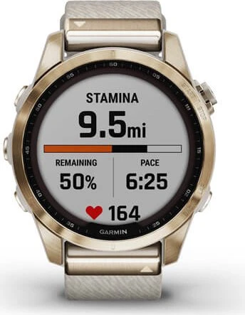 Garmin Fenix 7S Sapphire Solar cream gold titanium/cream heather