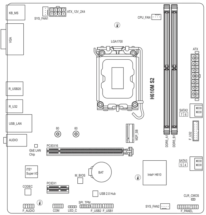 GIGABYTE H610M S2 (Intel 1700)