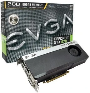 EVGA GeForce GTX 670 Superclocked, 2GB GDDR5, 2x DVI, HDMI, DP