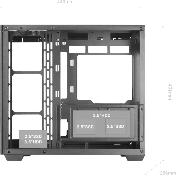 Mars Gaming MC-3TCORELCD Black, Glasfenster