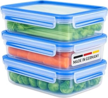 Emsa Clip&Close rechteckig Aufbewahrungsbehälter blau, 3 Stück
