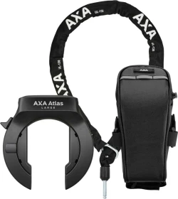 AXA Atlas Large Retractable + ULC 5.5-130 Einsteckkette Set inkl. Tasche Rahmenschloss, Schlüssel