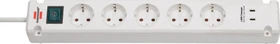 Brennenstuhl Bremounta mit Schalter, 5-fach, 2x USB, 3m, weiß
