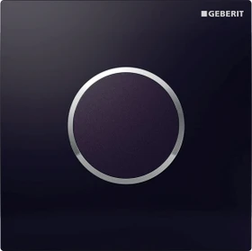 Geberit Urinalsteuerung mit elektronischer Spülauslösung, Netzbetrieb, Typ 10 Abdeckplatte schwarz/hochglanz-verchromt