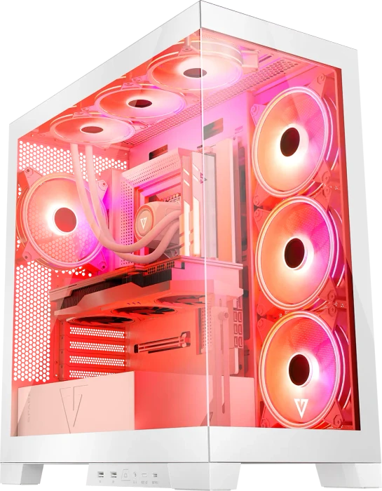 Modecom Volcano Space Apex ARGB Midi White, weiß, Glasfenster