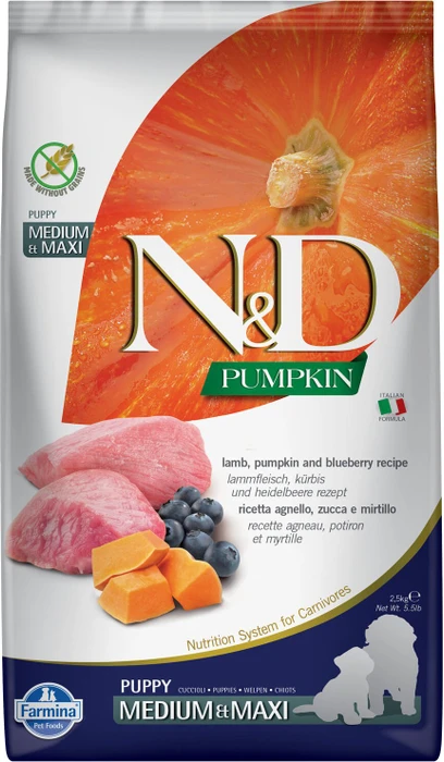 Farmina N&D Pumpkin, Puppy Mini, mit Lamm, Kürbis und Heidelbeere, 5kg (2x 2.50kg)