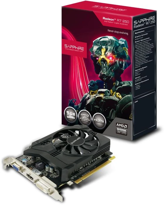Sapphire Radeon R7 250, 1GB GDDR5, VGA, DVI, HDMI, lite retail