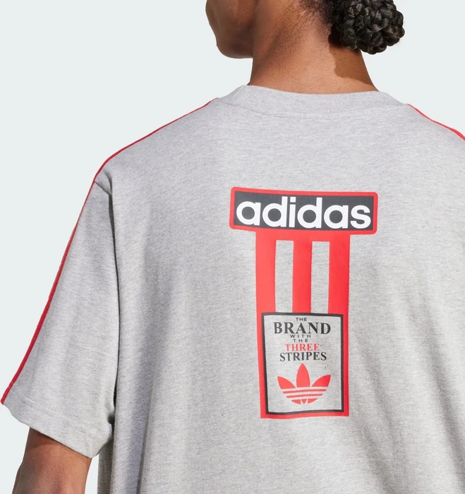 adidas Adicolor Adibreak T-Shirt kurzarm medium grey heather/better scarlet (Herren)