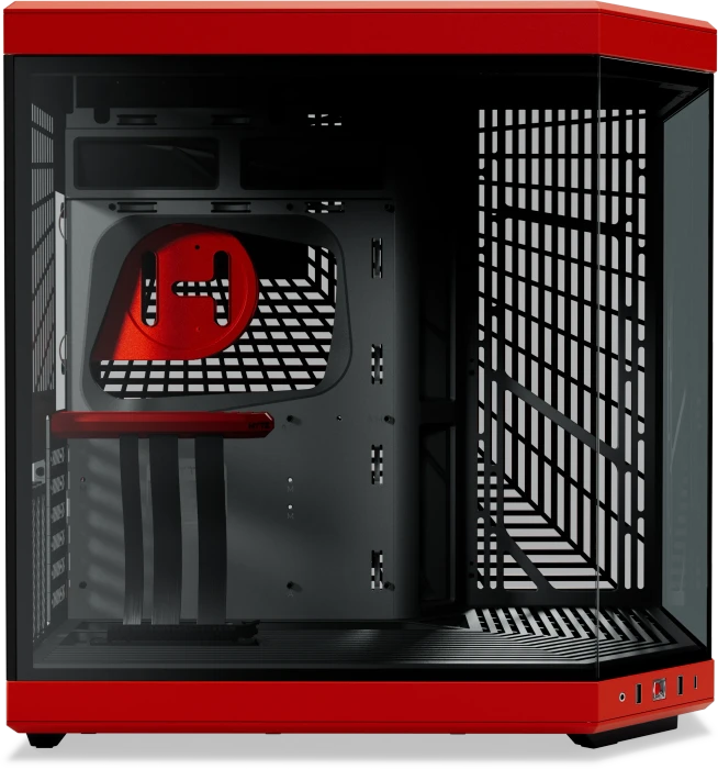 Hyte Y70 Red, rot/schwarz, Glasfenster