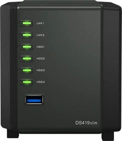 Synology DiskStation DS419slim 36TB, 512MB RAM, 2x RJ-45 1000Base-T, 2x USB-A 3.0