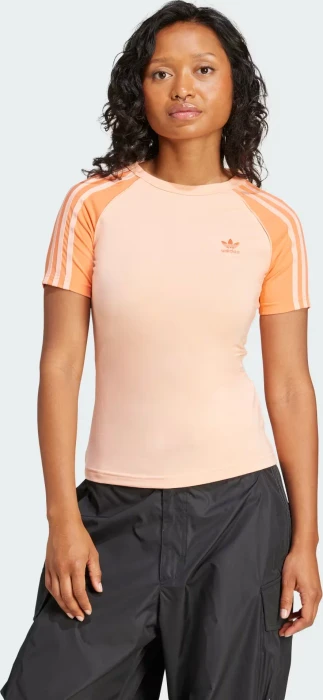 adidas Adicolor 3-Streifen Raglan Slim T-Shirt kurzarm glow pink (Damen)