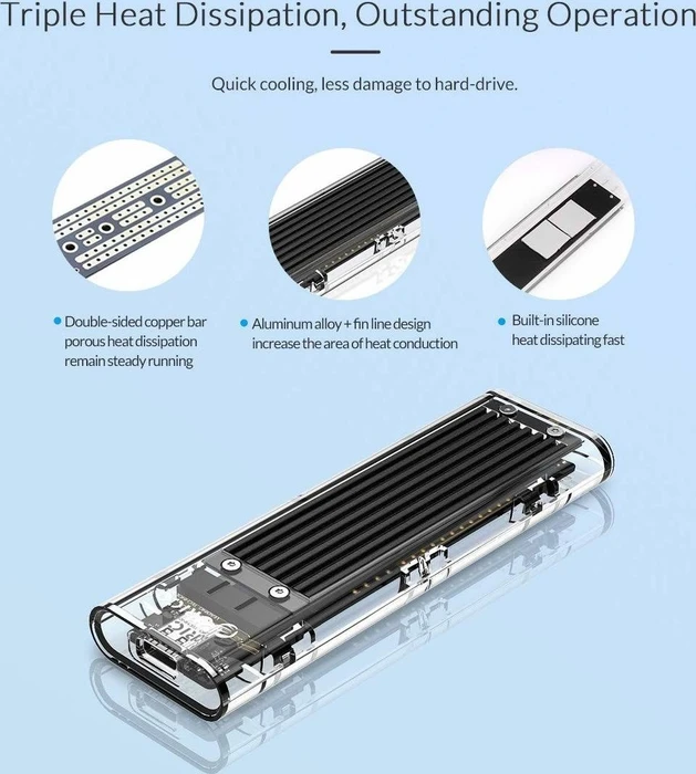 Orico TCM2-C3, schwarz/transparent, USB-C 3.1
