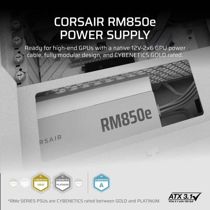 Corsair RMe Series 2025 RM850e White 850W, ATX 3.1