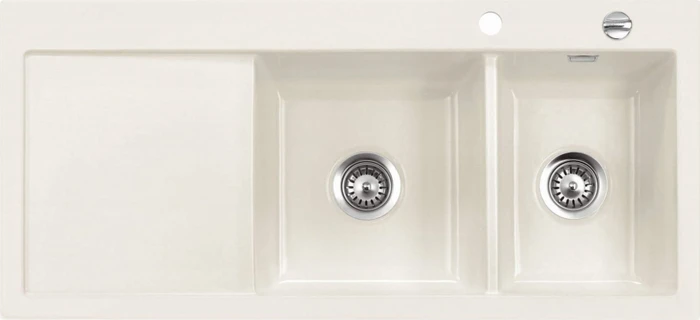 systemceram Mera Double Einbau Becken rechts magnolie