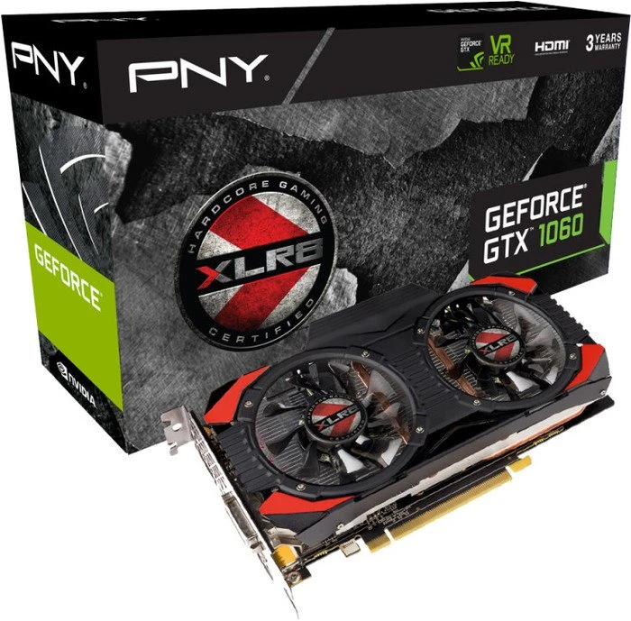 PNY GeForce GTX 1060 XLR8 OC Gaming, 6GB GDDR5, DVI, HDMI, 3x DP