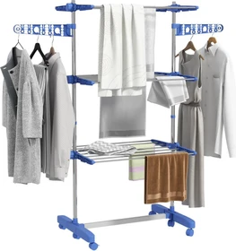 HomCom DE850-294V00BU Turm-Wäscheständer stahl blau