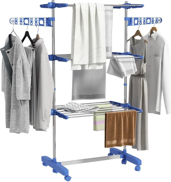 HomCom DE850-294V00BU Turm-Wäscheständer stahl blau