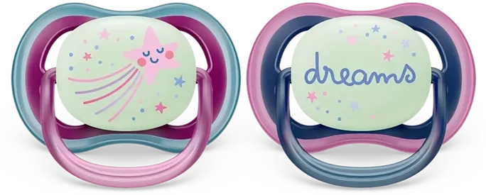 Philips Avent SCF376/14 Ultra Air Nighttime Beruhigungsschnuller, 6-18M, Silikon, dreams/stern, 2 Stück