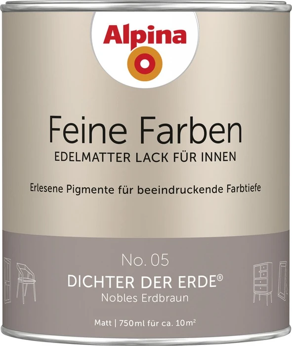 Alpina Farben Feine Farben Lack No. 05 Dichter der Erde innen erdbraun edelmatt, 750ml