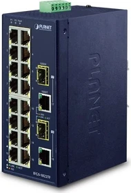 Planet IFGS-1822TF Industrial Railmount Managed Switch, 16x RJ-45, 2x RJ-45/SFP