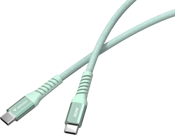 Verbatim Sync & Charge Magnetisches USB-C Kabel, USB 2.0, 480Mb/s, 60W PD 3.0/QC 3.0, USB-C Stecker auf USB-C Stecker, grün, 1.2m