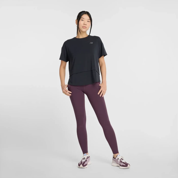 New Balance Sleek Pocket High Rise 27" Legging Hose lang plum brown (Damen)