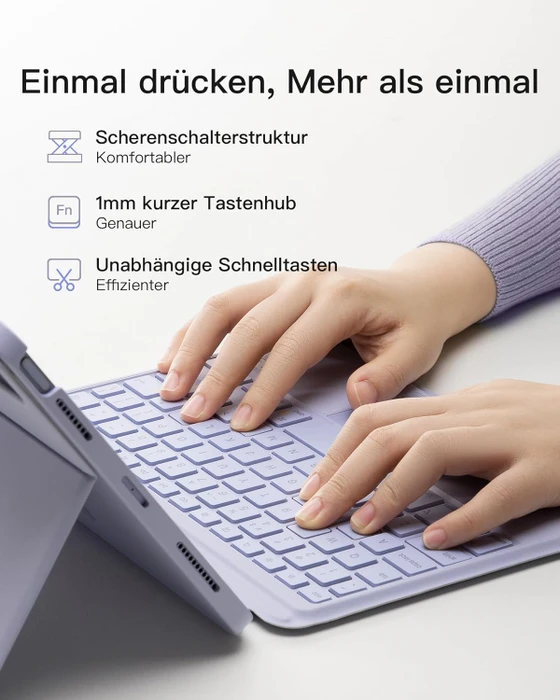 Inateck Abnehmbare Tastatur für iPad Air 4/iPad Air 5/iPad Air 6/iPad Pro 11", violett, DE