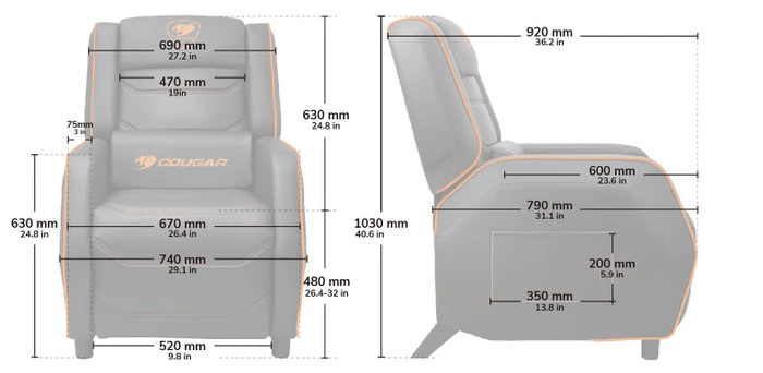 Cougar Ranger S Gaming-Sofa, schwarz/orange