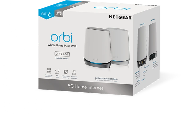 Netgear Orbi 5G NBK752, Router und Satellit Set, 2er-Bundle, 5G, AX4200