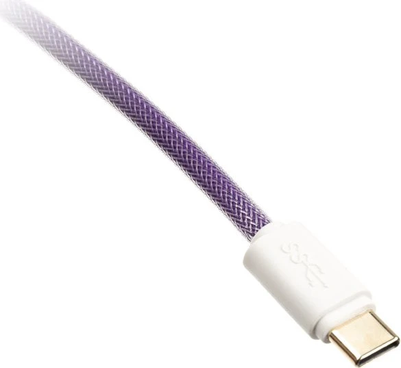 Ducky Premicord Spiralkabel USB-C auf USB-A, Tastaturkabel (Spiral-Textilkabel), 1.8m, violett/weiß