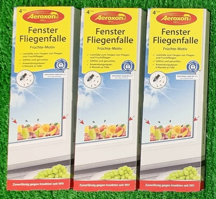 Aeroxon Fenster-Fliegenfalle Transparent, 4 Stück