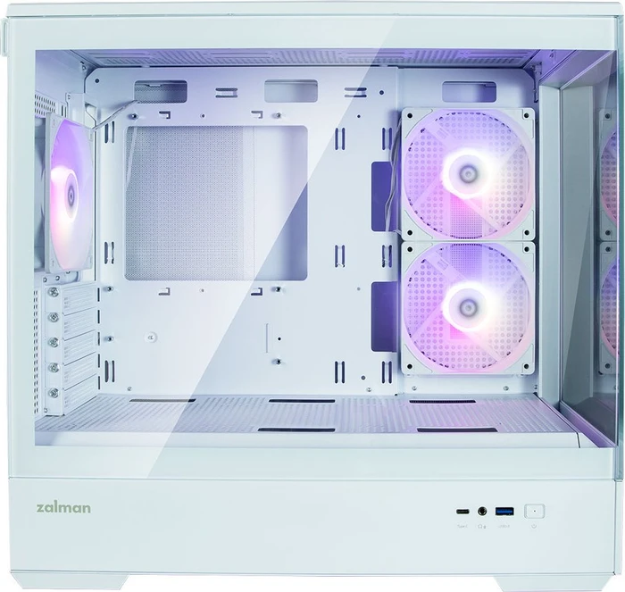 Zalman P30 White, weiß, Glasfenster