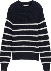 Tom Tailor Strickpullover mit leichten Ballonärmeln Strickpullover placed navy white stripe (Damen)