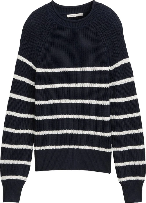 Tom Tailor Strickpullover mit leichten Ballonärmeln Strickpullover placed navy white stripe (Damen)