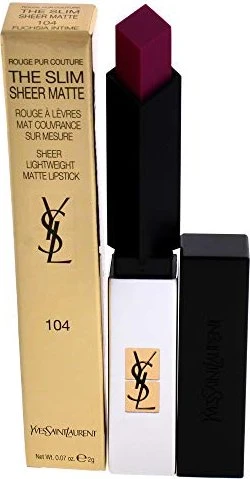 Yves Saint Laurent Rouge Pur Couture The Slim Sheer Matte Lippenstift 104 Fuchsia Intime, 2.2g