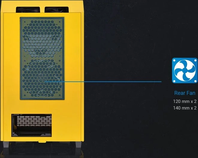 Thermaltake The Tower 200 Bumblebee, gelb, Glasfenster, Mini-ITX