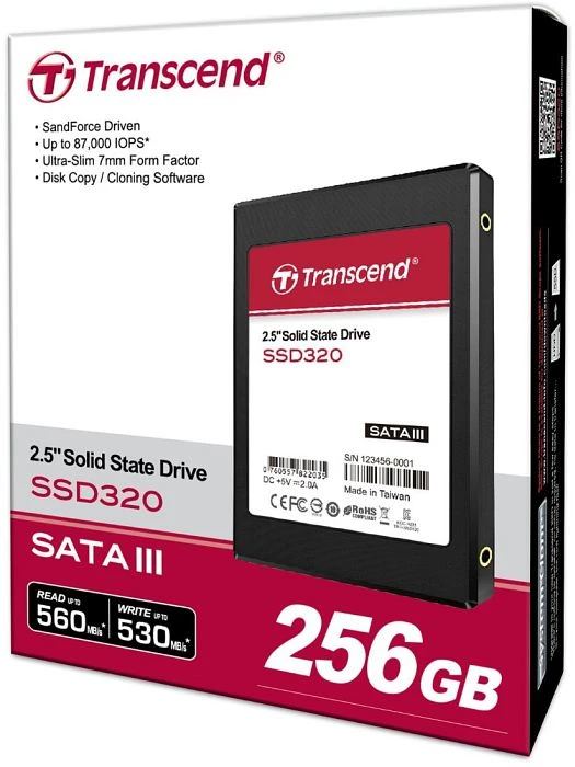 Transcend SSD320 256GB, 2.5" / SATA 6Gb/s
