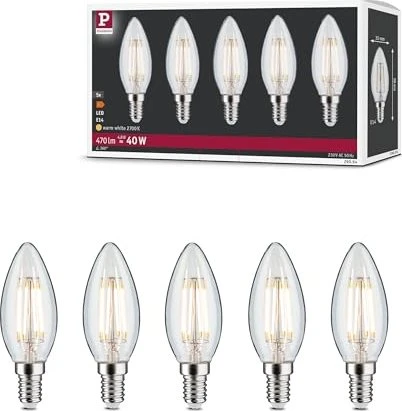 Paulmann Filament LED Kerze E14 4.8W/827, 5 Stück