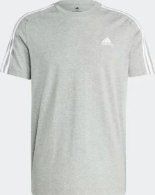 adidas Essentials Single 3-Streifen T-Shirt kurzarm medium grey heather/white (Herren)