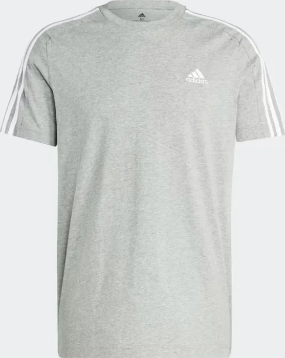 adidas Essentials Single 3-Streifen T-Shirt kurzarm medium grey heather/white (Herren)
